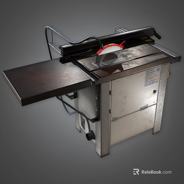 Industrial Table Saw With Heavy Duty Metal Frame And Sturdy Worktable 3d model 