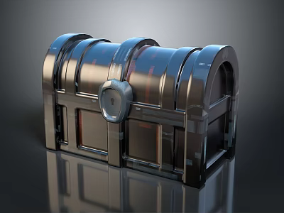 Modern Metal Storage Chest With Shiny Surface And Secure Lock For Home Use 3d model
