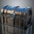 Modern Metal Storage Chest With Shiny Surface And Secure Lock For Home Use