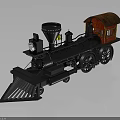 Detailed Black Steam Train Model Featuring Red Car Brown Roof Front Light And Wheels