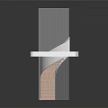 Modern Curved Staircase With Elevated Platform Wooden Steps White Railing And Glass Sides