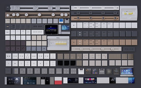 Switch socket rail socket display visual doorbell combination 3d model