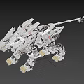 White Mechanical Lion With Intricate Metal Structure And Sharp Claws Design 3d model