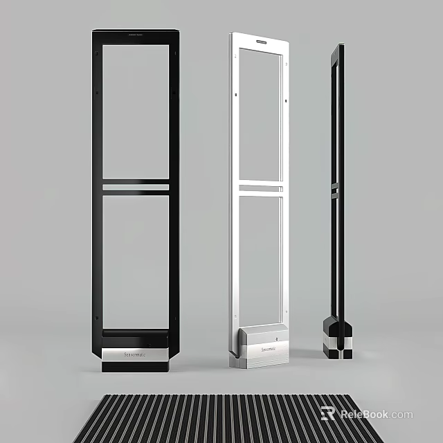Modern Commercial Security Gates Black White And Silver Vertical Frame Design For Retail Premises 3d model 