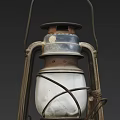 Vintage Decorative Lamp with Metal Frame Glass Shade and Handle Design