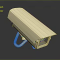 Beige Projection Monitoring Camera With Protective Housing And Connection Cable