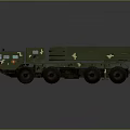 Green Military Vehicle With Multiple Wheels And Tactical Missile Launcher System