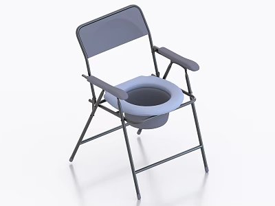 Portable Folding Commode Chair With Sturdy Frame And Comfortable Armrests 3d model