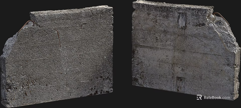 Concrete Building Blocks With Rough Surface Texture And Structural Features 3d model 