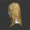 Detailed Human Head Model Featuring Long Blonde Wavy Hair With Natural Texture 3d model