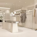 Modern Clothing Store Interior Design With Clothing Racks Display Counter Sofa And Plants