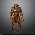 Fantasy Armored Dog Warrior Character In Red And Gold Armor Design