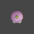 Cute Animated Purple Cupcake Game Movie Character With Big Eyes And Striped Candle