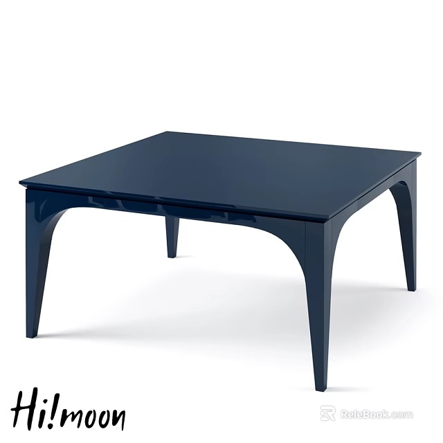 Dark Blue Square Dining Table With Curved Legs And Modern Minimalist Design 3d model 