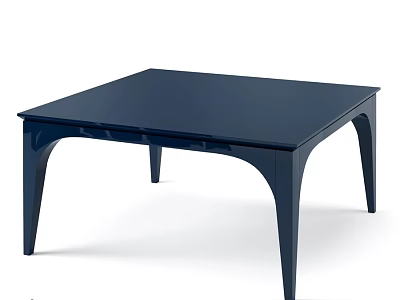 Dark Blue Square Dining Table With Curved Legs And Modern Minimalist Design 3d model