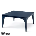 Dark Blue Square Dining Table With Curved Legs And Modern Minimalist Design