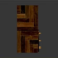 Creative Wooden Patchwork Furniture Piece With Geometric Wood Blocks And Textured Panels