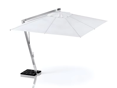 Modern White Sunshade with Metal Frame and Black Base for Outdoor Use 3d model