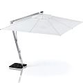 Modern White Sunshade with Metal Frame and Black Base for Outdoor Use