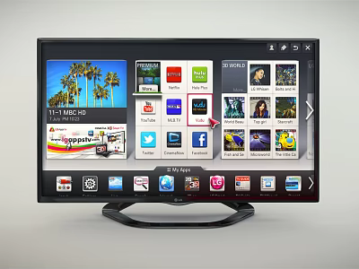 Smart TV With Interactive Interface Displaying Multiple Apps And Modern Entertainment Features 3d model