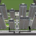 Modern High Rise Residential Complex Planning With Symmetrical Design Green Spaces And Roadways