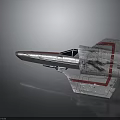 Silver Fighter Jet With Red Stripes Unique Wing Design Cockpit And Engine Details 3d model