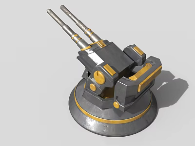 Industrial Architectural Component With Metal Cylindrical Base And Elongated Gray Yellow Parts 3d model