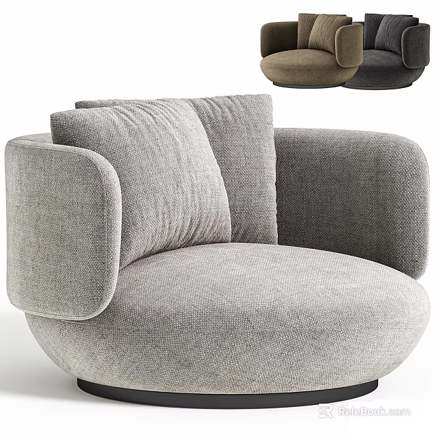 Gray Upholstered Accent Chair With Armrests Cushions Modern Design And Multiple Color Options 3d model 