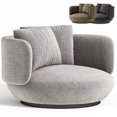 Gray Upholstered Accent Chair With Armrests Cushions Modern Design And Multiple Color Options 3d model