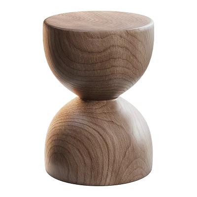 Walnut Wood Side Table with Double Spherical Design and Natural Wood Grain Texture 3d model