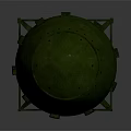 Green Military Weapon Bomb With Square Tail Fin Metallic Surface And Riveted Design