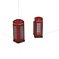 Classic Red Public Telephone Booths Iconic Urban Public Facilities Structure