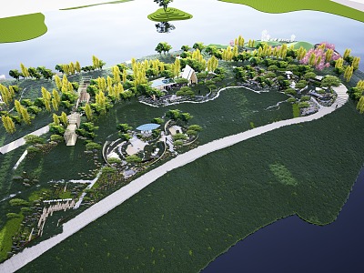 Modern Riverside Park Landscape model