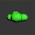 3D Model Green Tree with Brown Trunk and Green Canopy in Gray Background