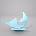 Light Blue Abstract Sculpture with Square Base Smooth Design and Curved Lines 3d model
