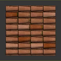 Red Roof Tiles Neat Arrangement With Weathered Surface And Green Moss