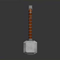 Mythical Weapon Design With Silver Grooved Hammerhead Red Spiral Handle