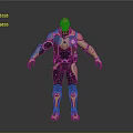 Futuristic Sci Fi Character With Red Head Yellow Armor And Brown Vest
