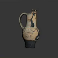 Hand Carved Ceramic Jug With Traditional Decorative Patterns And Textured Surface 3d model