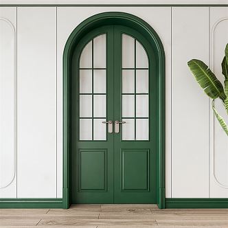 French double-door double-opening arch 3d model