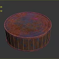 Rustic Round Metal Storage Container With Red Blue Rust For Home Use 3d model