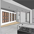 Modern Jewelry Store Interior With Glass Display Cases Wooden Shelves And Ceiling Lighting