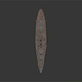 Old Battleship 3D Model With Multiple Masts Smokestacks Gray And Orange Brown Hull 3d model