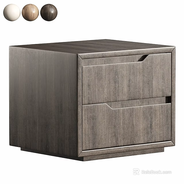 Modern Wooden Bedside Table With Two Drawers And Simple Design For Home Furniture 3d model 