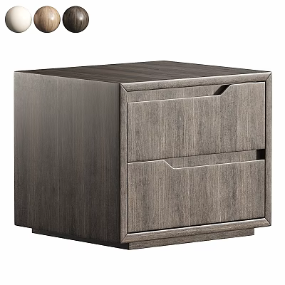Modern Wooden Bedside Table With Two Drawers And Simple Design For Home Furniture 3d model