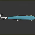 Colorful Fish Shaped Fishing Lure With Blue Yellow Gradient And Hooks