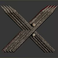Red And Natural Colored Spiked Fence Barriers With Textured Wooden Like Structure