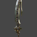 Decorative Sword With Ornate Metallic Carvings And Intricate Details On Hilt And Blade