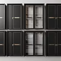 Black Modern Swing Doors Interior Design With Glass Panels And Metal Handles