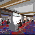 Playground Gaming Zone With Slot Machines Red Chairs Wooden Ceiling And Colorful Carpet